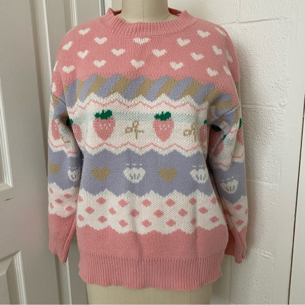 Kawaii Strawberries & Hearts Pullover